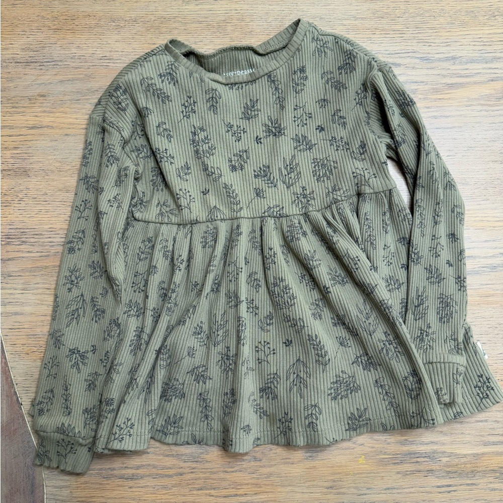 Floral Ribbed Long Sleeve Top